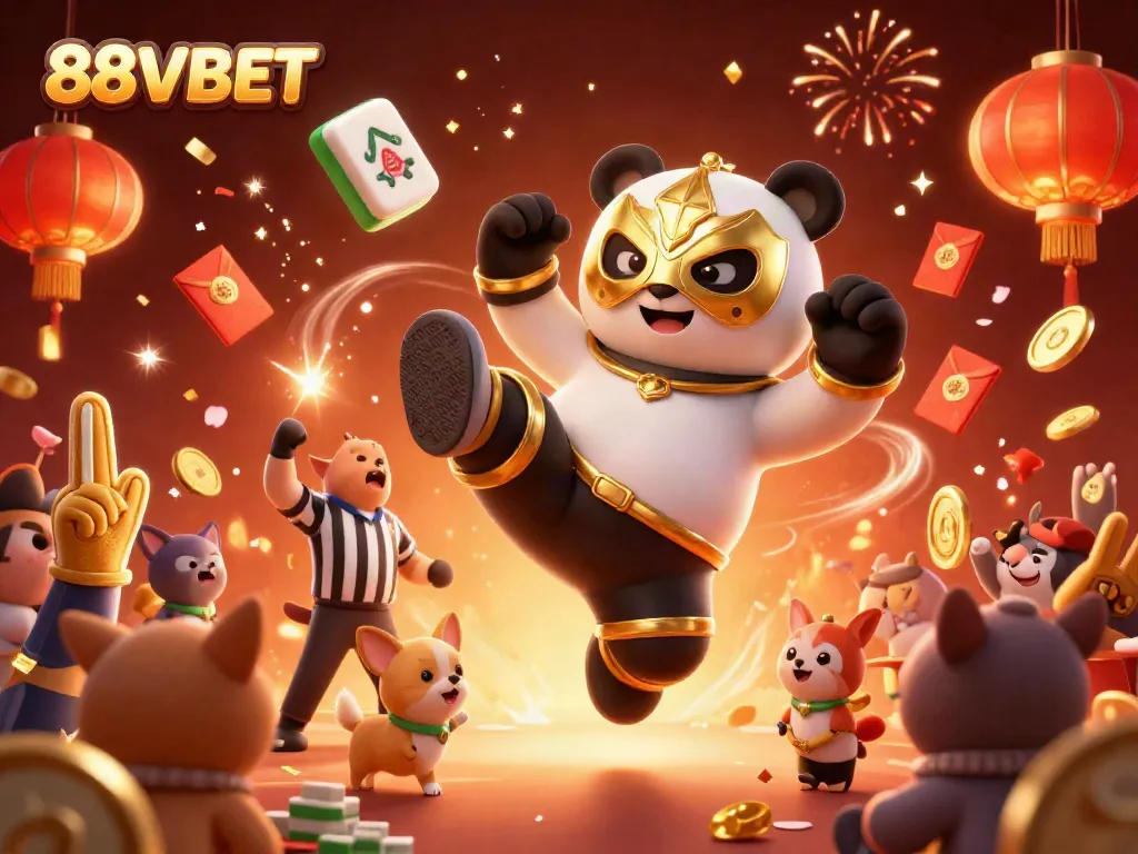 Experience thrilling action at 88VBET with dynamic characters and festive casino elements.