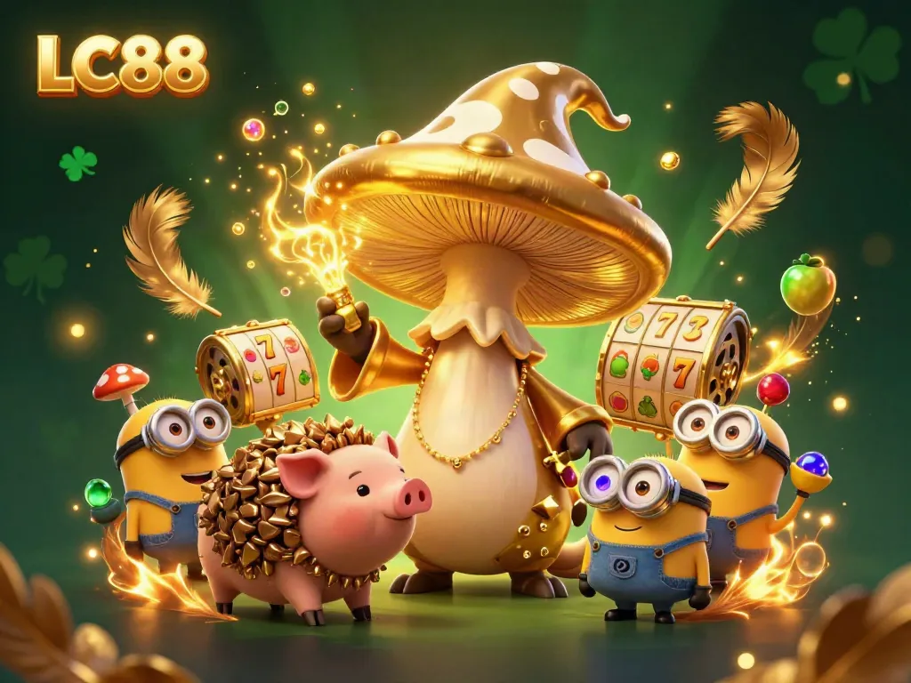 Experience thrilling casino action with LC88, featuring golden wizardry and vibrant slot elements.