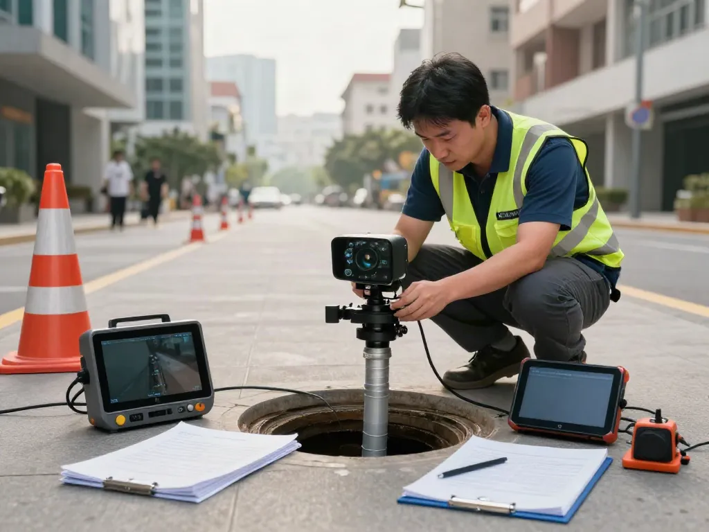 Drainage Surveyors London conducting a CCTV survey of underground drainage systems