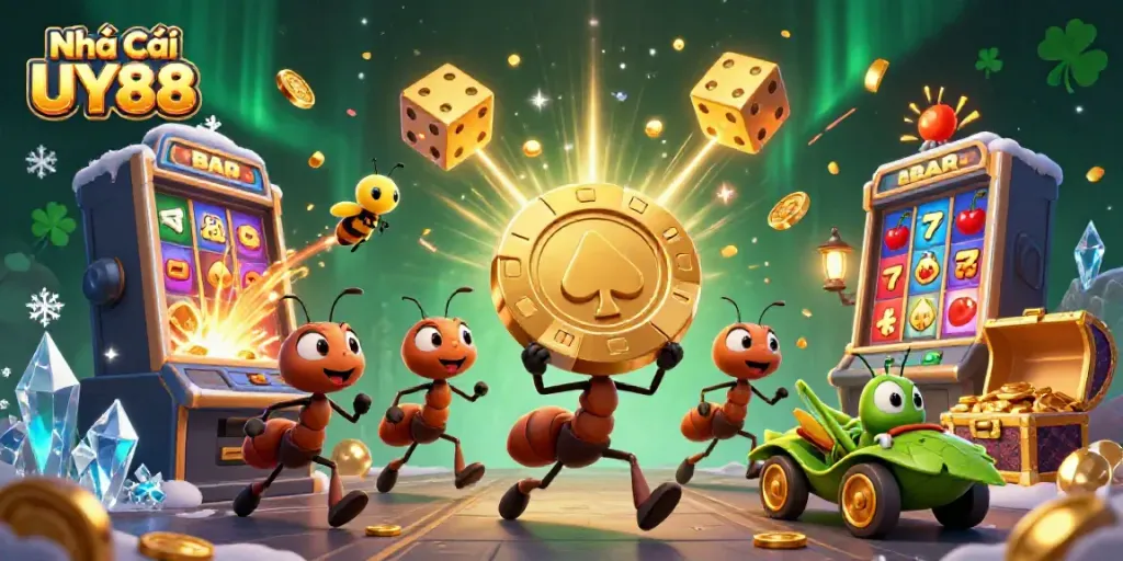 Experience thrilling wins at Nhà Cái UY88 with animated ants in a colorful casino wonderland.