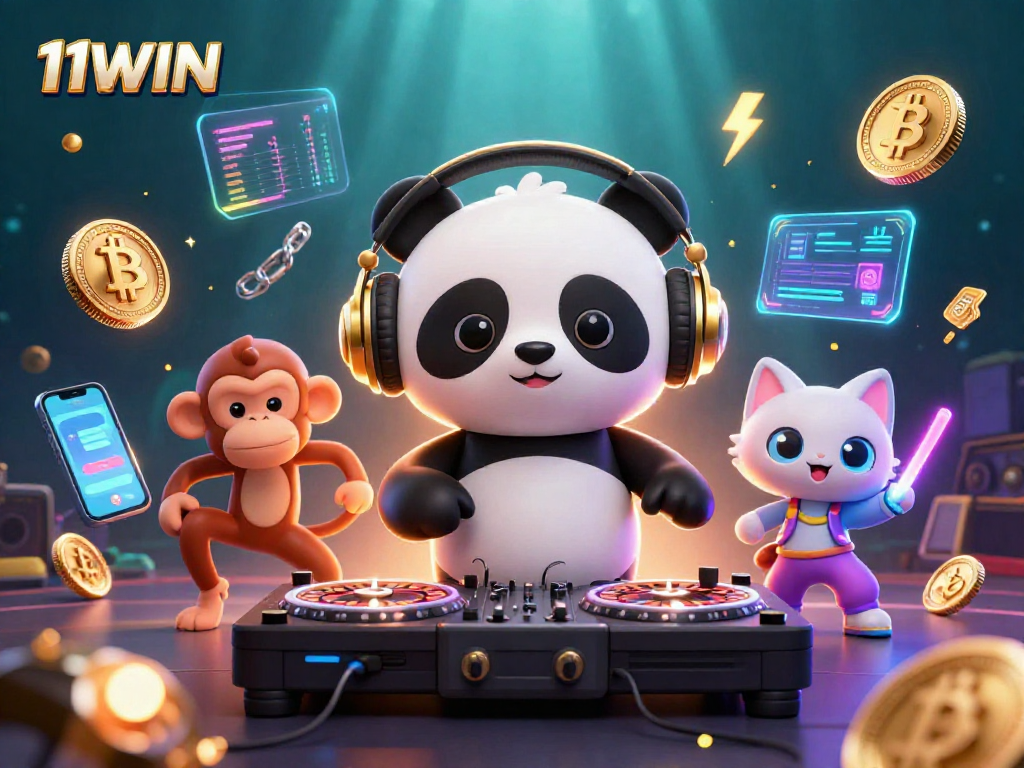 Experience the thrill of 11WIN as the DJ panda spins and the party vibes set in a vibrant casino atmosphere.