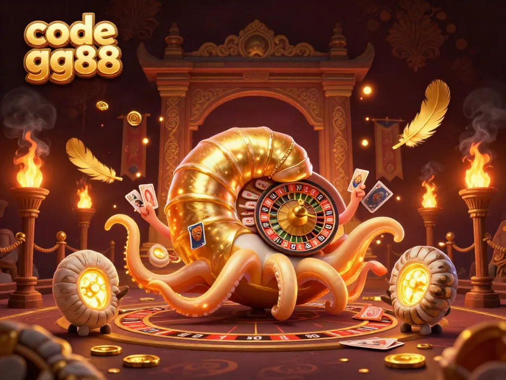 Engage with code gg88 featuring a luminous nautilus roulette wheel in a vibrant casino atmosphere.