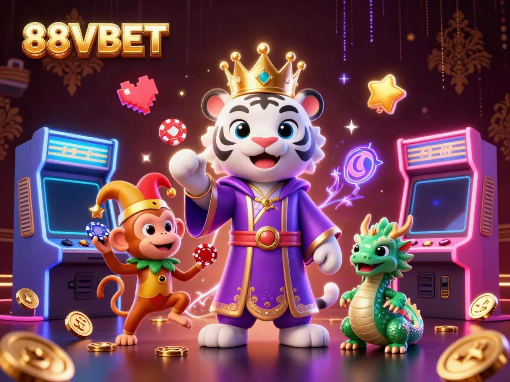 Engage with exceptional gaming at 88VBET, featuring vibrant characters and casino elements.