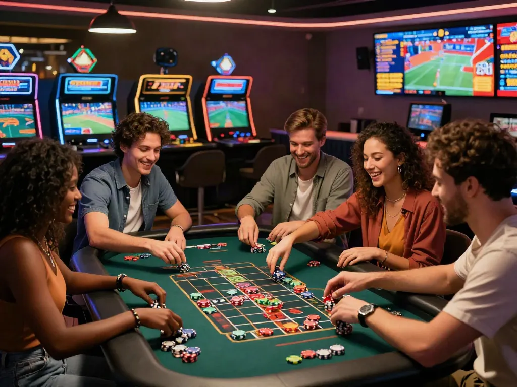 Exciting online gaming experience at trang chủ da88 with friends playing roulette.