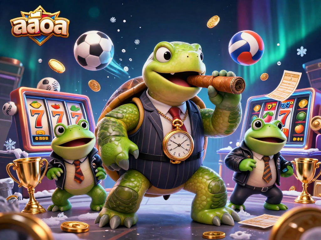 Experience exciting สล็อต gameplay with a lively scene featuring colorful slot elements and charming characters.