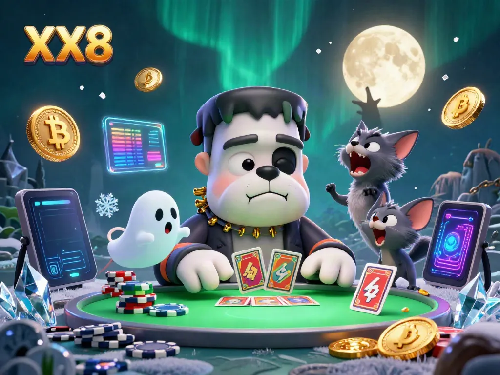 Engage in the thrilling XX8 card game with a monster dealer and a ghostly mouse.