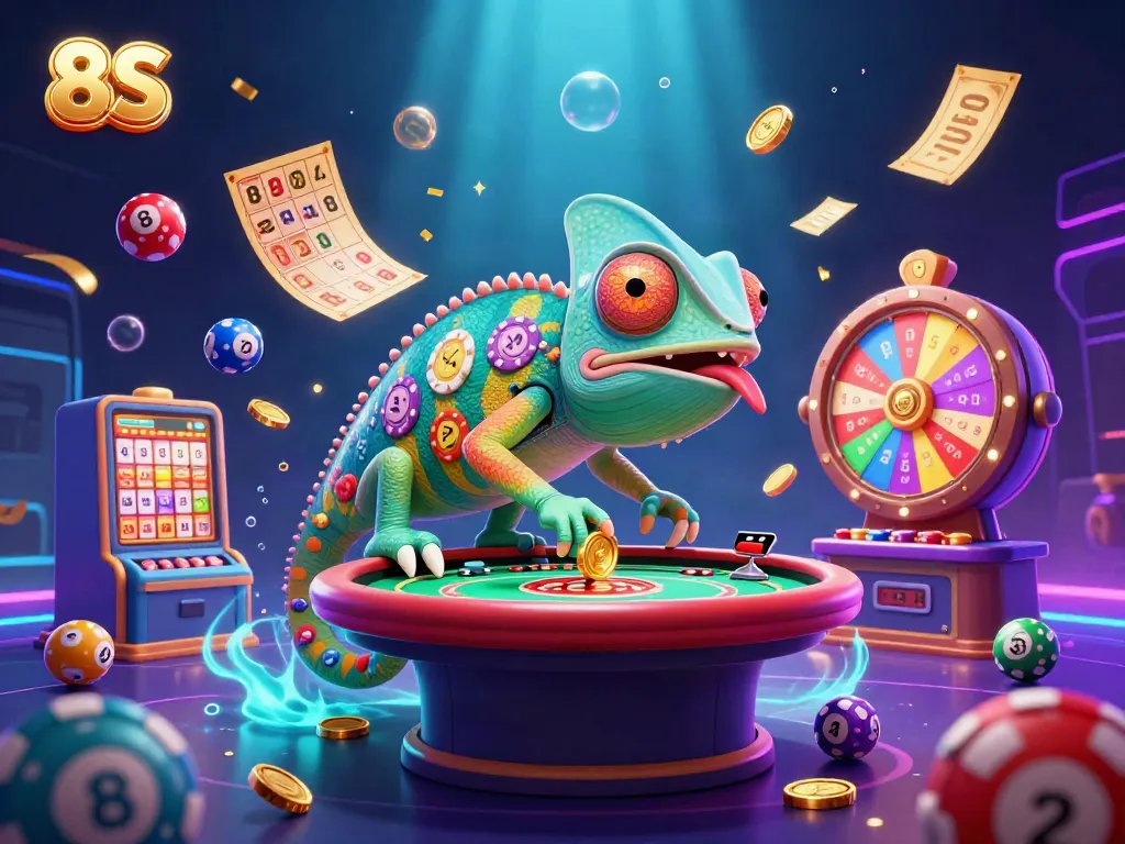 Join the excitement of 8S with a vibrant, colorful casino environment full of dynamic games.