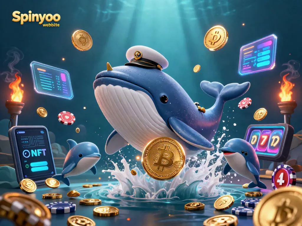 Join the action at Spinyoo website with whales and dolphins frolicking in a vibrant casino scene.