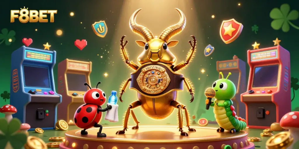 Engage with F8BET through this vibrant casino-themed illustration showcasing gaming excitement