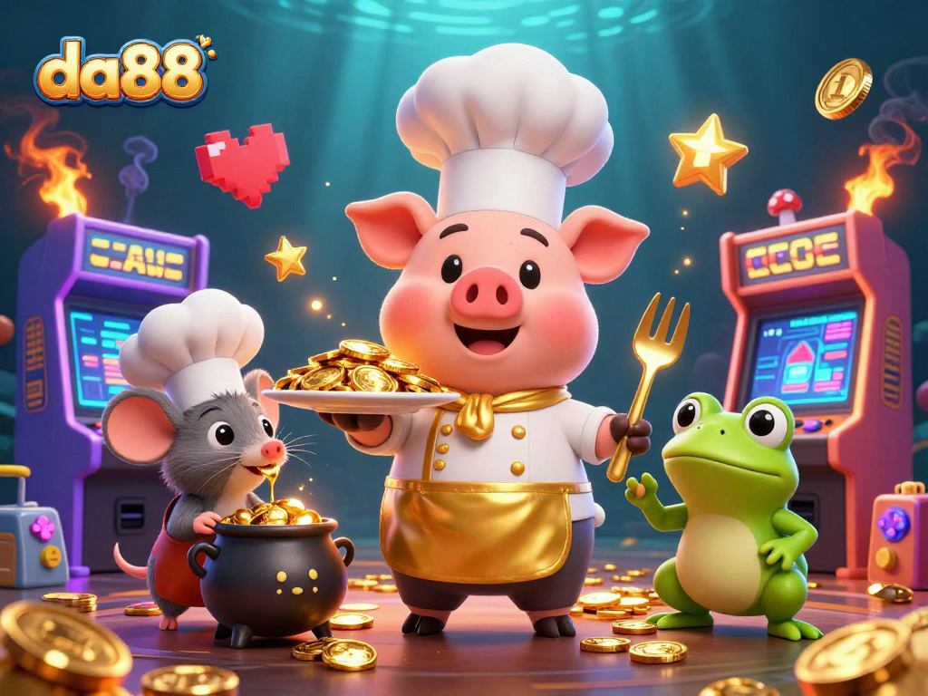 Experience da88 excitement with a vibrant 3D casino scene showcasing cartoon characters and gaming elements.