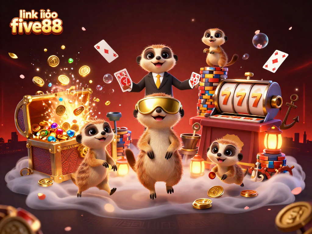 Engage in colorful fun with link vào five88 as meerkats run a lively casino featuring vibrant games and treasures.