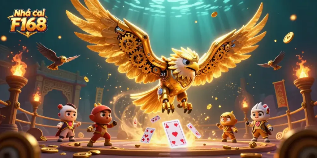 Experience the excitement of Nhà cái F168 with dynamic characters and vibrant casino elements.