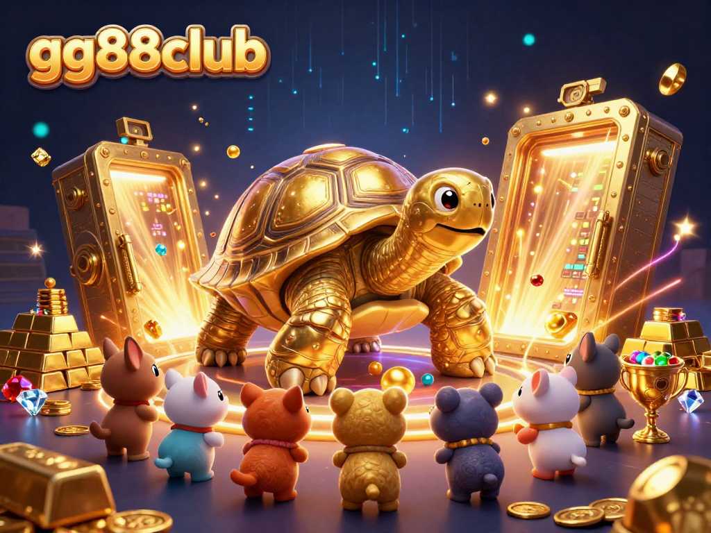 Experience gaming excitement at gg88club with vibrant 3D casino scene featuring golden treasures.