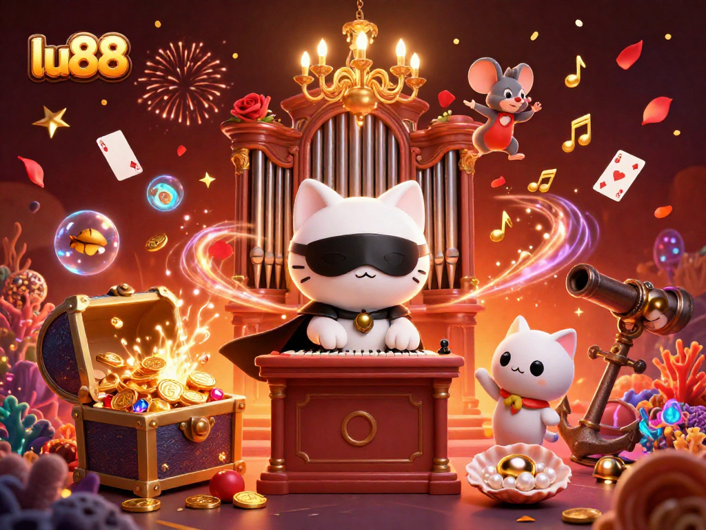 Experience the thrill of gaming with lu88's vibrant casino atmosphere, featuring intriguing characters and dynamic elements.