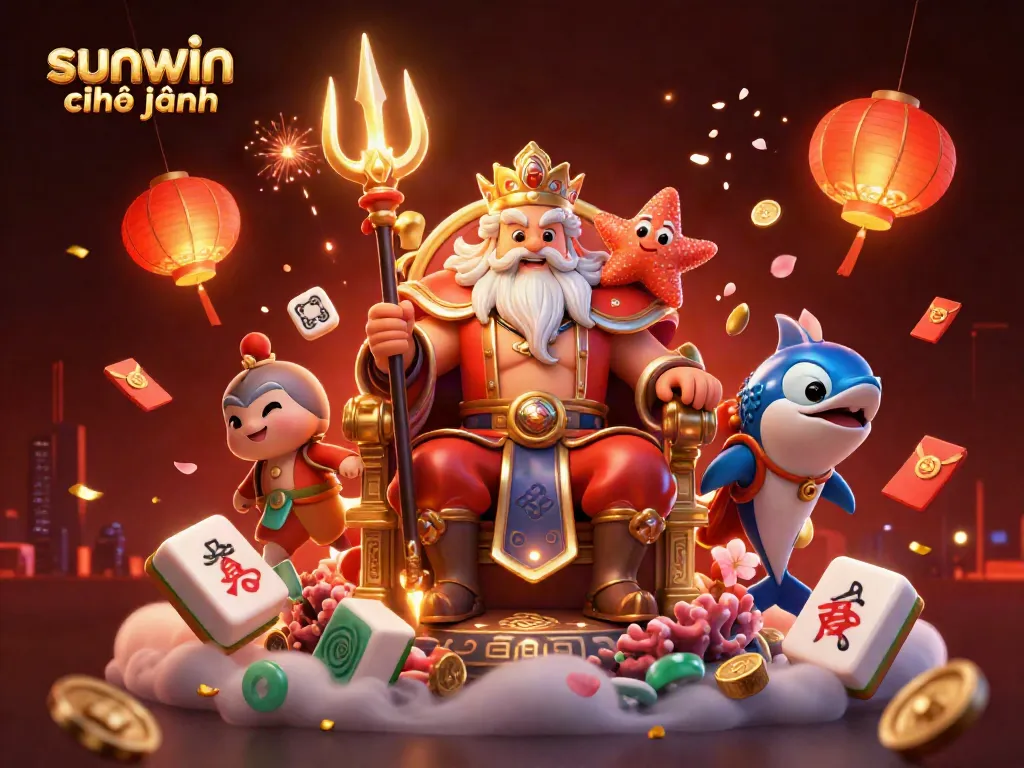 Experience dynamic gambling with sunwin chính hãng in this vibrant 3D casino illustration filled with captivating game elements.
