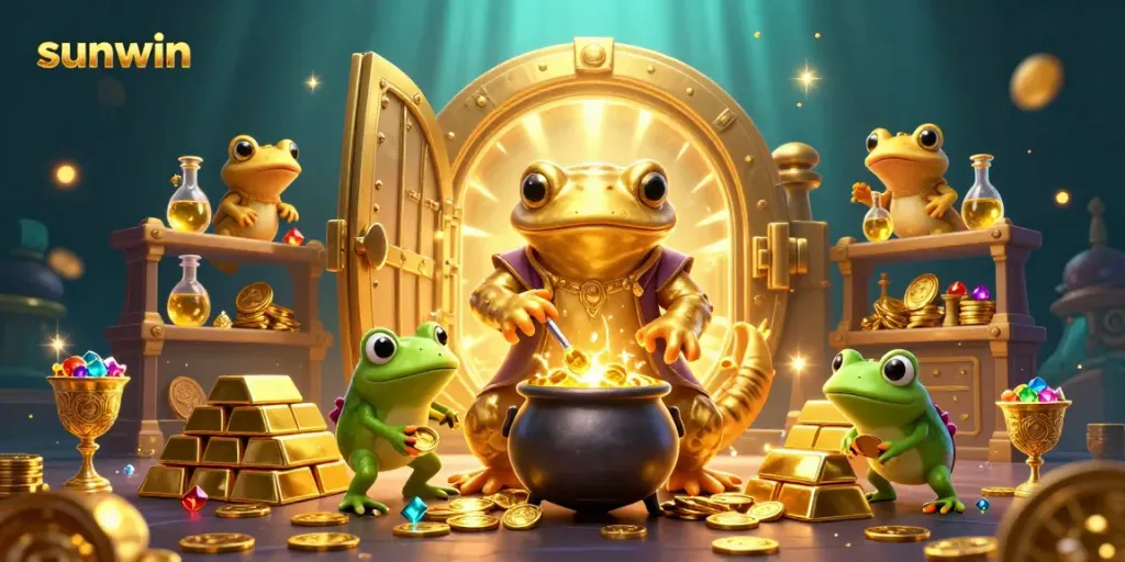 Experience winning with Sunwin's vibrant online casino featuring charming alchemical characters.