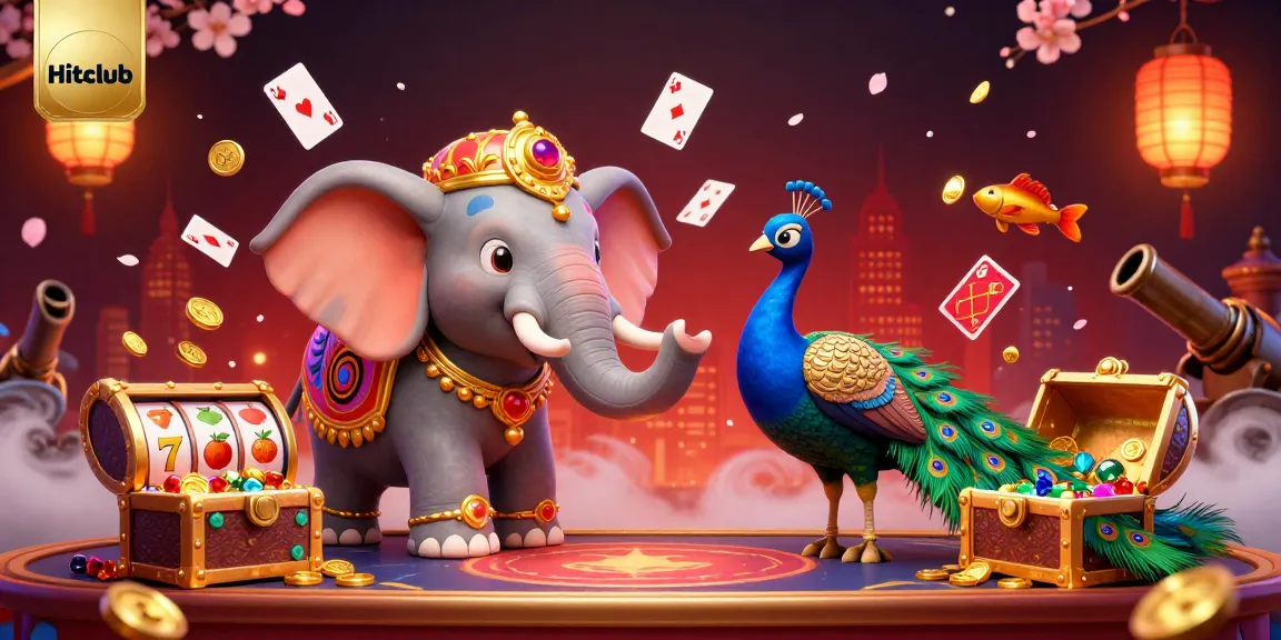 Hitclub invites you to engage in dynamic slot action with vibrant characters and games in this thrilling casino scene.