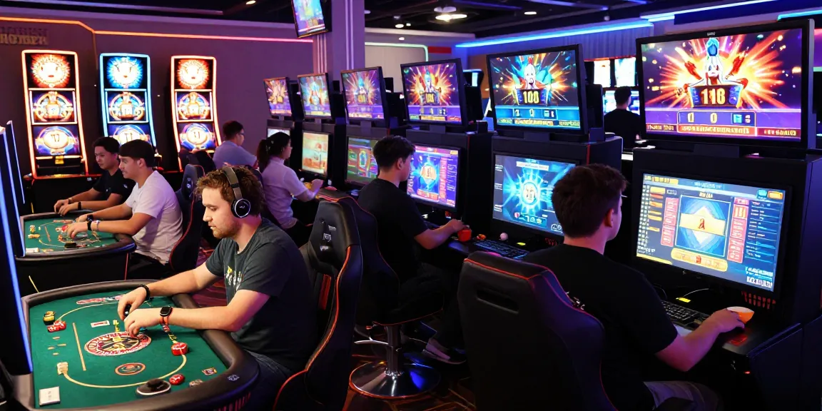 LUCK8 online gaming scene with diverse players enjoying casino games in a vibrant digital environment.