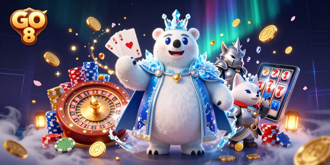 Engage with GO 8 and spin to win in this vivid casino scene of excitement and rewards!