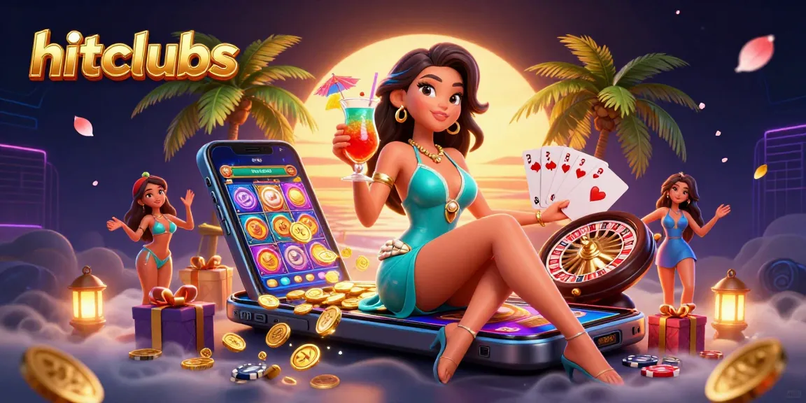 hitclubs provides thrilling gaming experiences with vibrant slot games and casino elements in a glamorous beach setting.