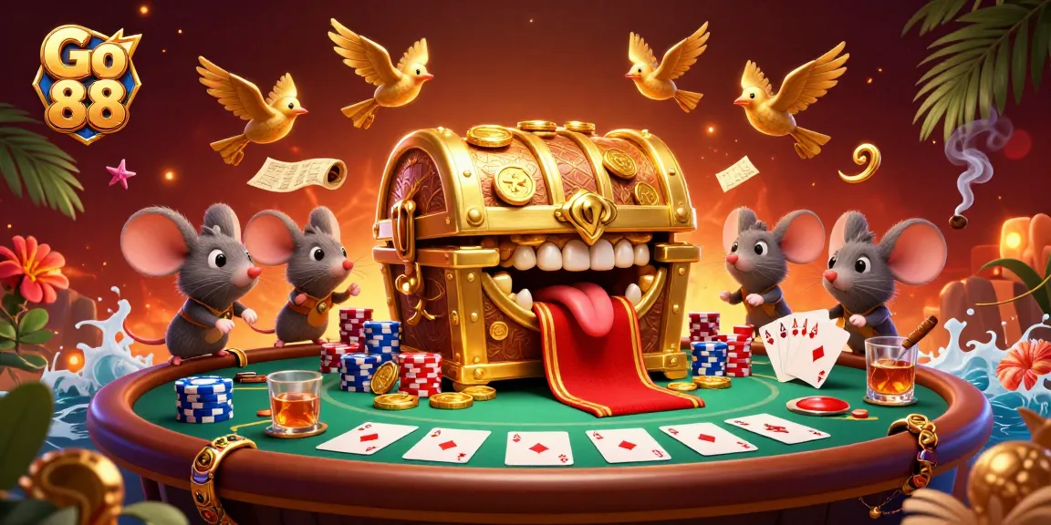 Play slots and win at Go 88 with vibrant casino characters in a dynamic, colorful scene.