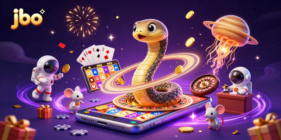 Experience thrilling betting at JBO with a cosmic casino scene featuring a snake roulette and astronaut mice.