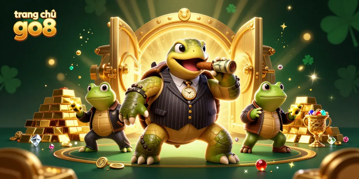 Experience the thrill at trang chủ go8 with a vibrant casino scene featuring a massive turtle and bullfrog enforcers.