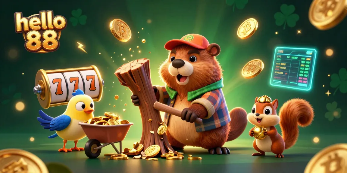Experience thrilling gaming at hello 88 with our golden jackpot action illustration featuring vibrant characters and casino elements.
