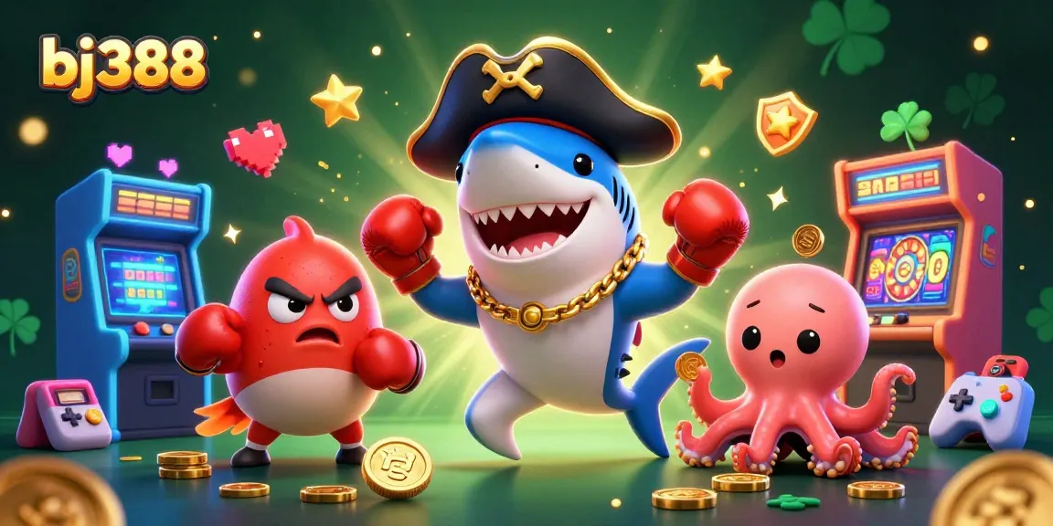 Experience the excitement of bj388 casino with colorful characters and arcade elements emphasizing fun gaming.
