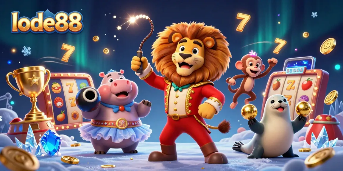 Join the excitement at lode88 with vibrant characters and slot elements in a dazzling casino illustration.