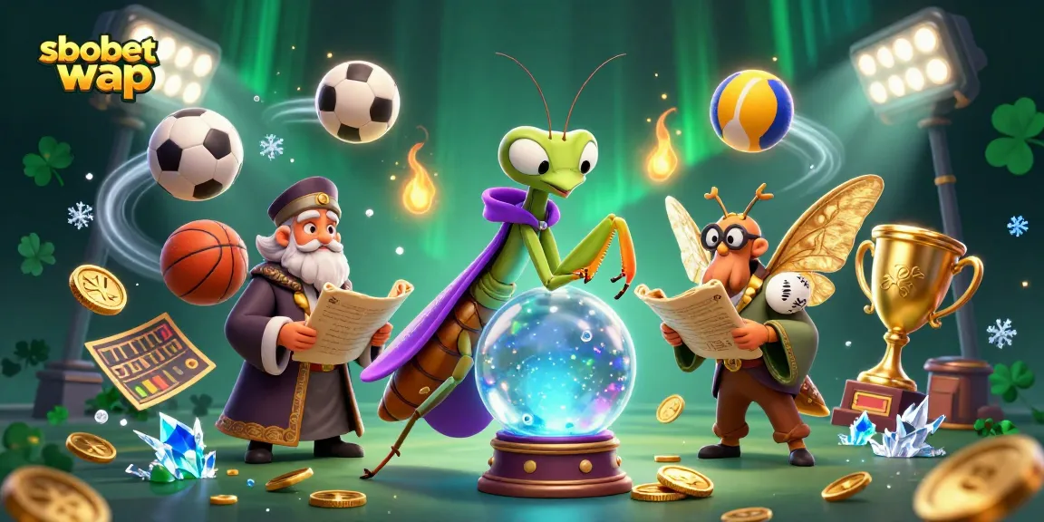 Engage in sbobet wap sports betting with dynamic scenes featuring sports elements and mystical characters.