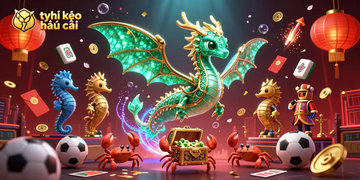 Engaging scene showing tỷ lệ kèo nhà cái with sports elements and dynamic characters floating in a vibrant casino atmosphere.