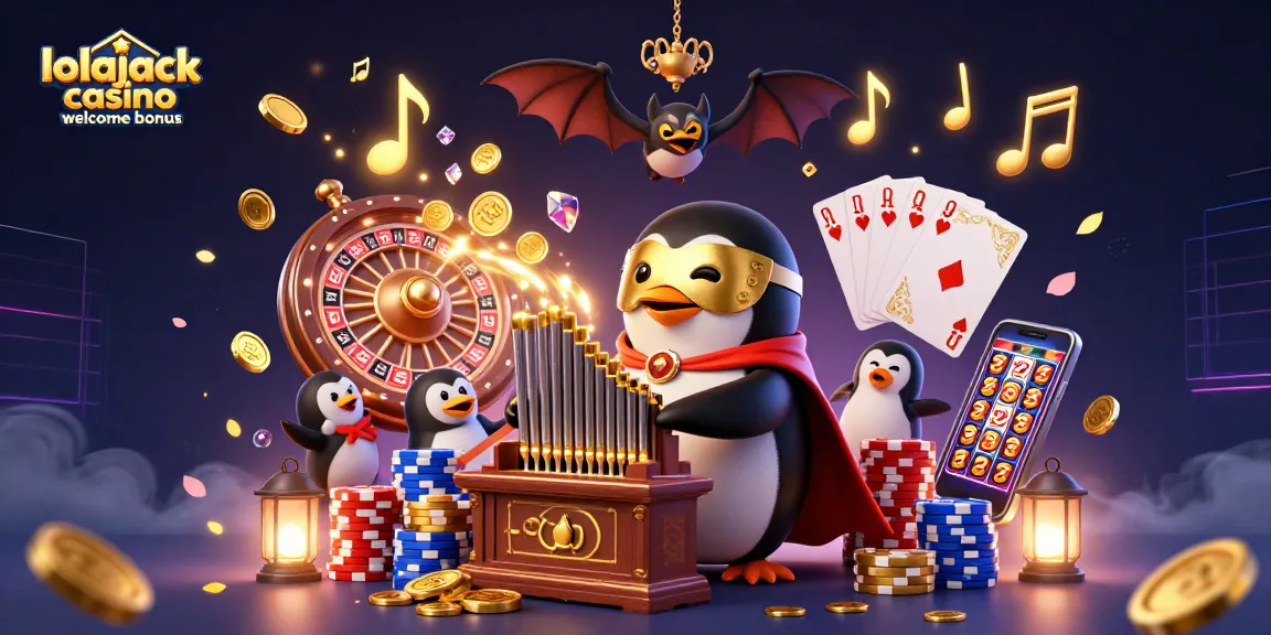 Experience the lolajack casino welcome bonus with thrilling 3D gaming elements, including coins and slots.