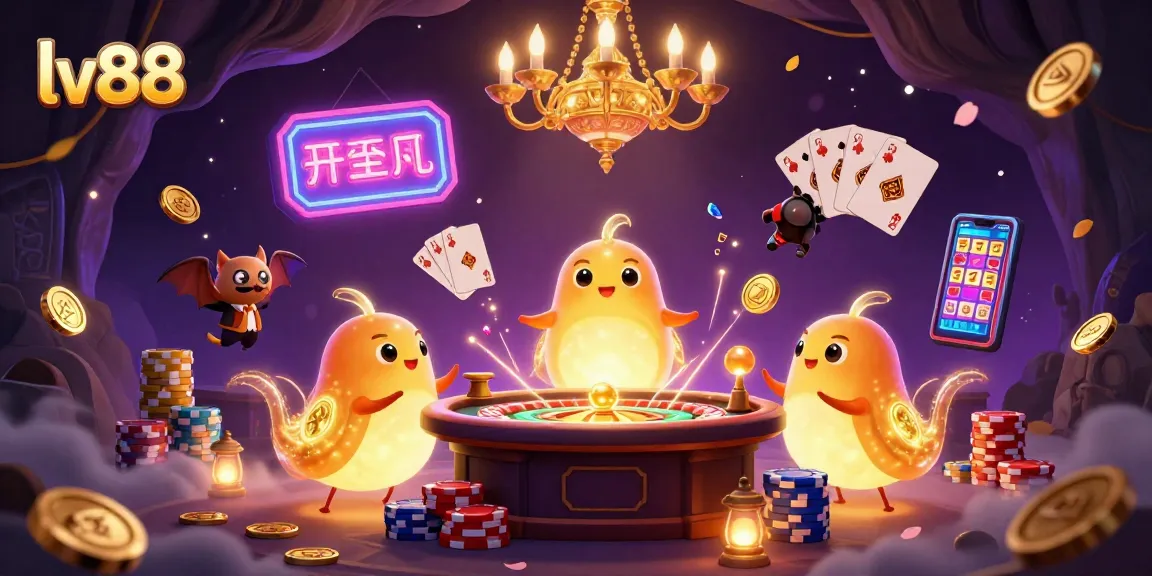 Experience the thrill of lv88 casino gaming with a vibrant 3D scene featuring glowworms and dramatic gaming elements.