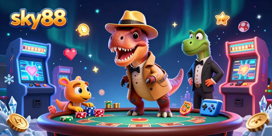 Experience thrilling gaming action with sky88's vibrant casino scene featuring colorful characters and dynamic elements.