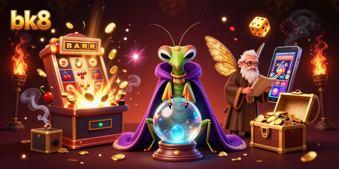 Engage in thrilling gameplay with bk8's dynamic 3D casino scene featuring vibrant slot action and mystical elements.